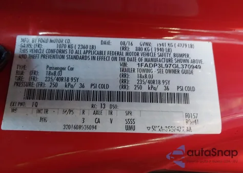 2016 Ford Focus St z USA, uszkodzony, nr VIN 1FADP3L97GL370949